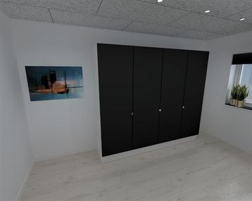 Garderobeskab med 4 låger i sort 240 cm fra Kitchn med Phoenix Sort front